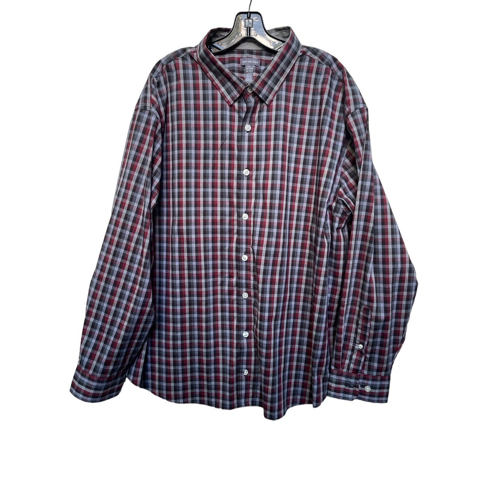 Van Heusen Men's Wrinkle Free Plaid Long Sleeve Button Down Shirt Size XXL
